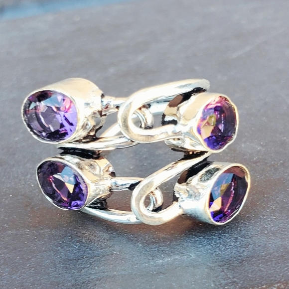 New Twisted Amethyst 925 Silver Ring. - Picture 5 of 15
